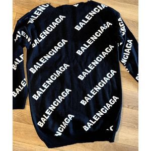 Balenciaga Allover White Logo Sweater Women Size L